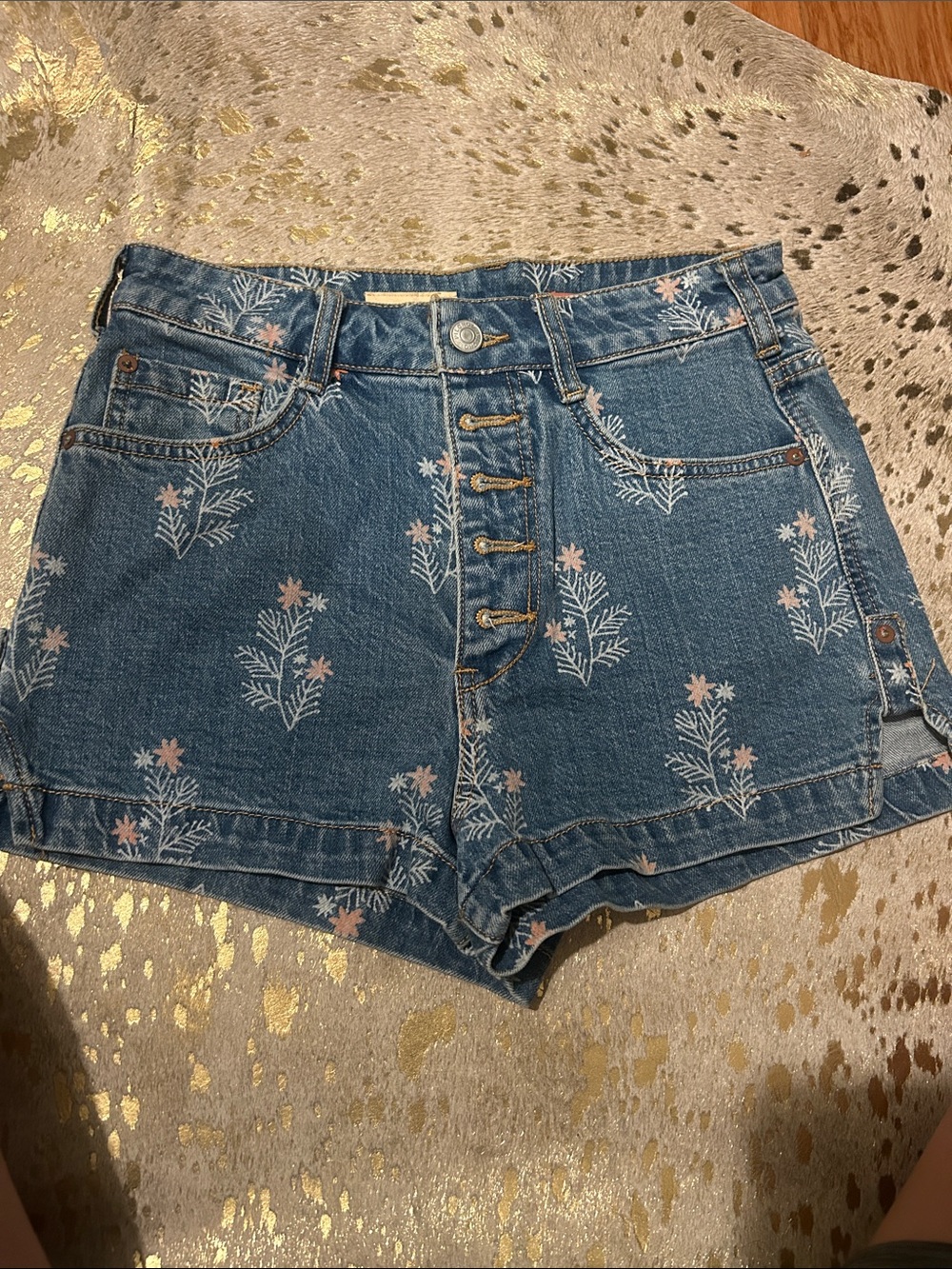 Pilcro Anthropologie Ultra High-Rise Size 26 Floral Bohemian Denim Shorts